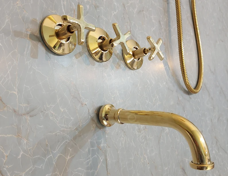 Unlacquered Brass Shower - Rain Shower Set