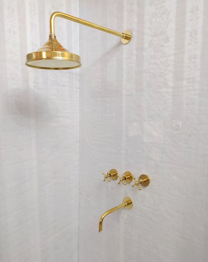 Antique Brass Shower Fixtures - Brass Shower Set