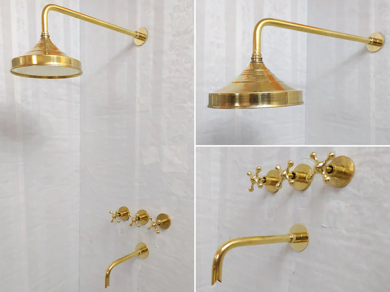 Antique Brass Shower Fixtures - Brass Shower Set