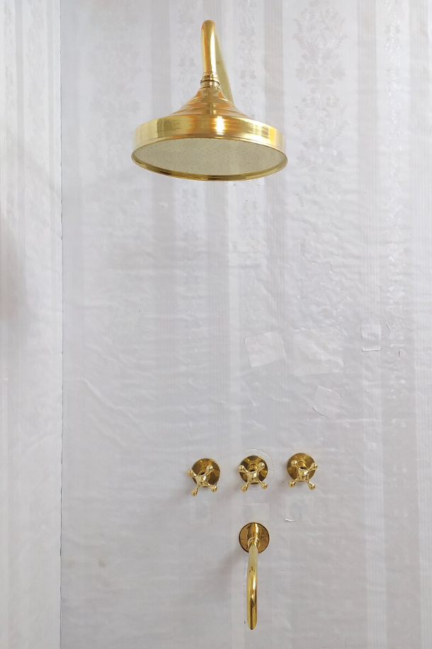 Antique Brass Shower Fixtures - Brass Shower Set