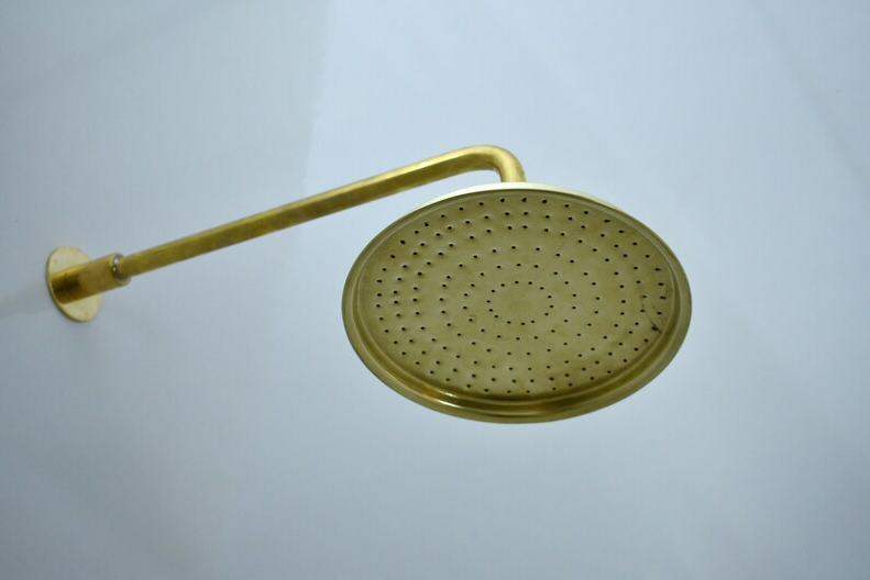 Solid Copper Rain Shower Head, Flat Round Handcrafted Vintage Showerhead, Works Outdoor