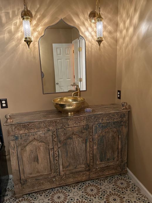 Custom Made 16 Guage Brushed Brass Bathroom Round Basin