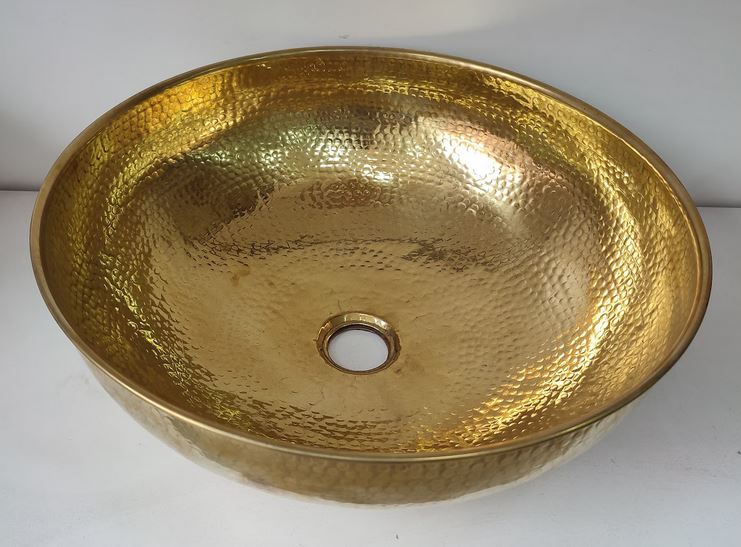 Custom Made 16 Guage Brushed Brass Bathroom Round Basin