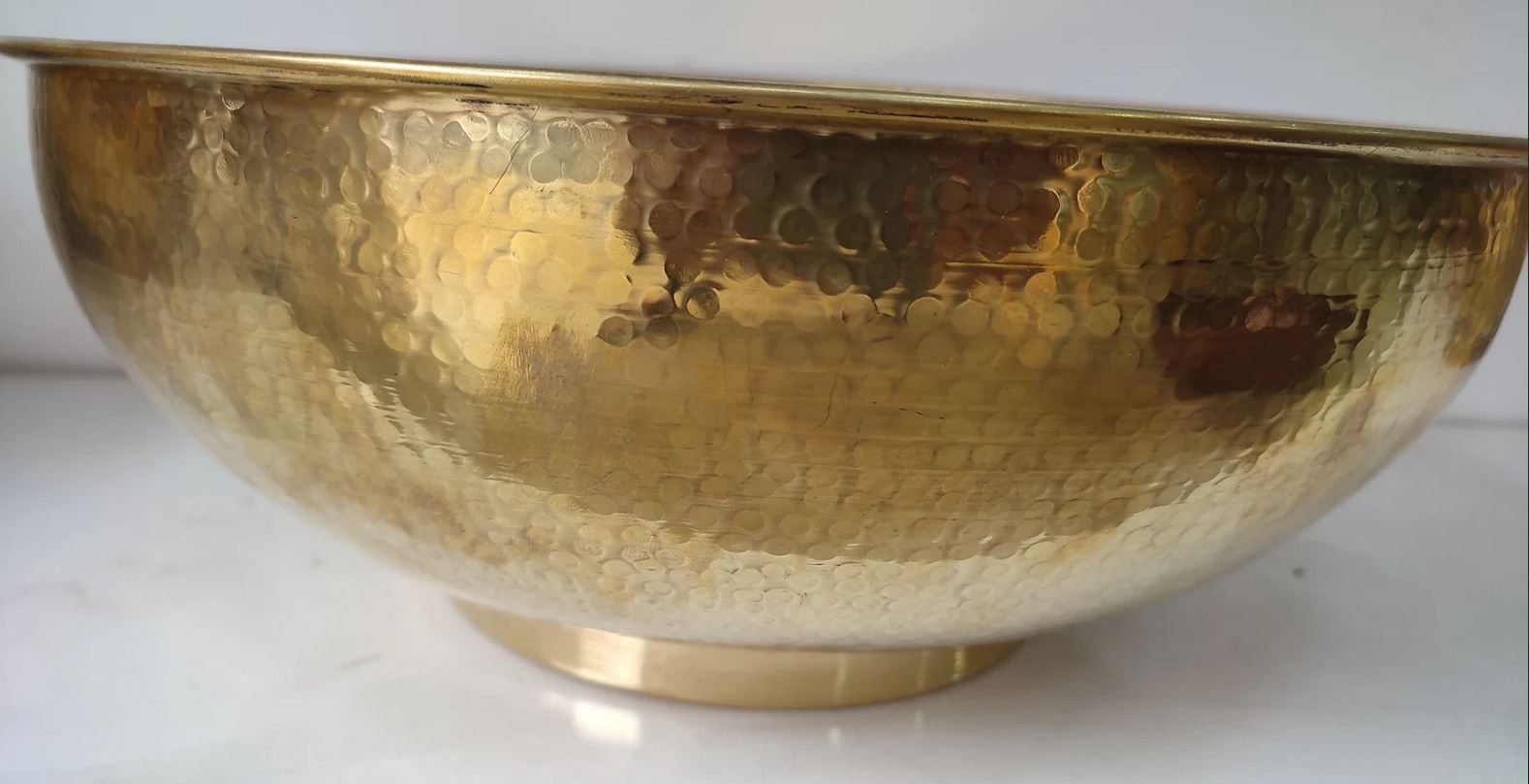 Custom Made 16 Guage Brushed Brass Bathroom Round Basin