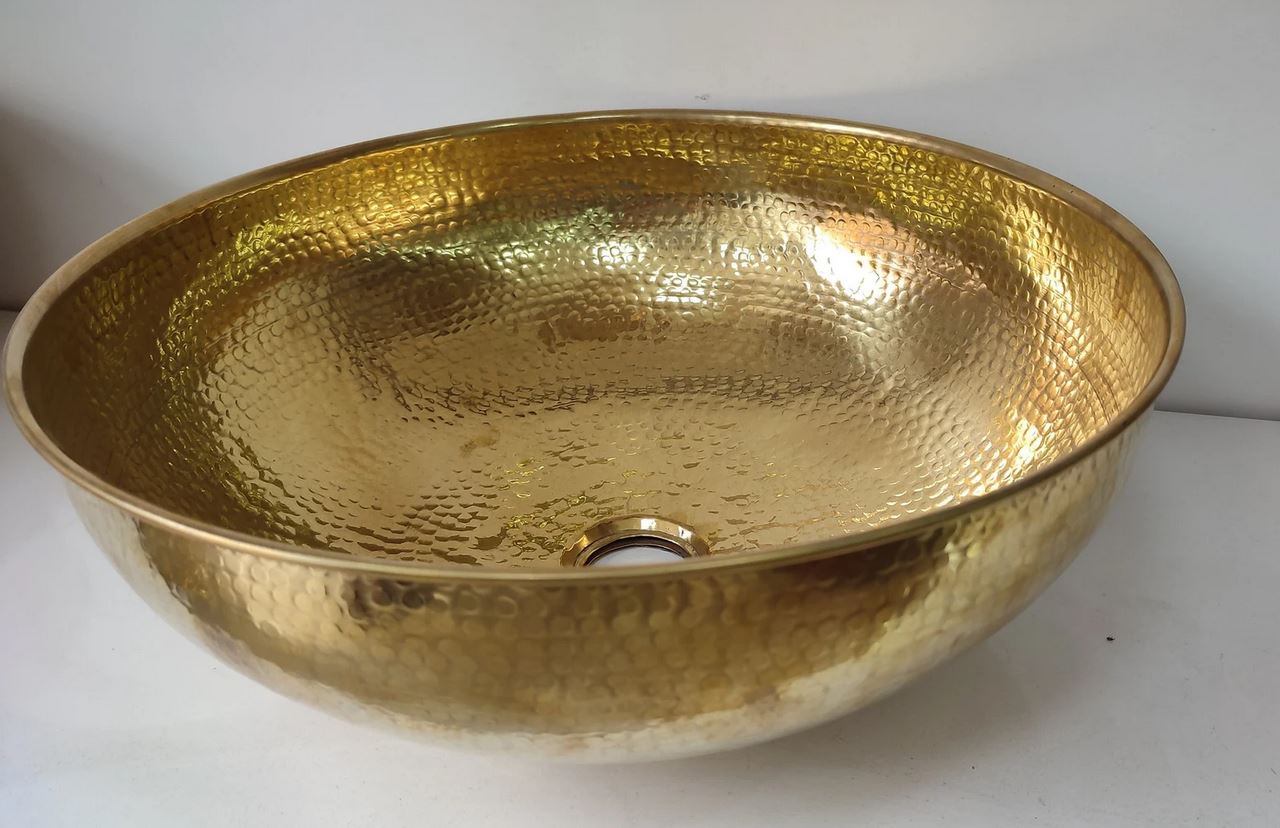 Custom Made 16 Guage Brushed Brass Bathroom Round Basin