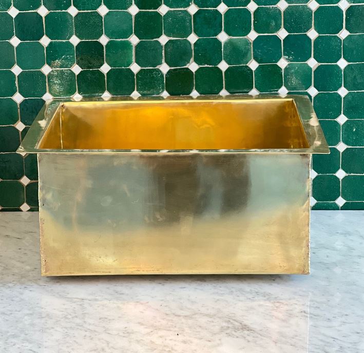 Unlacquered Brass Kitchen Sink, Solid Brass Prep Sink