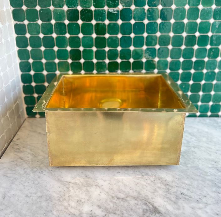 Unlacquered Brass Kitchen Sink, Solid Brass Prep Sink