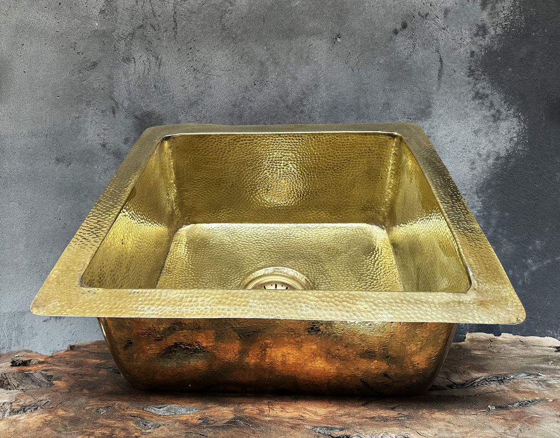 Undermount Unlacquered brass Bar Sink ,Hammered Brass Kitchen Sink