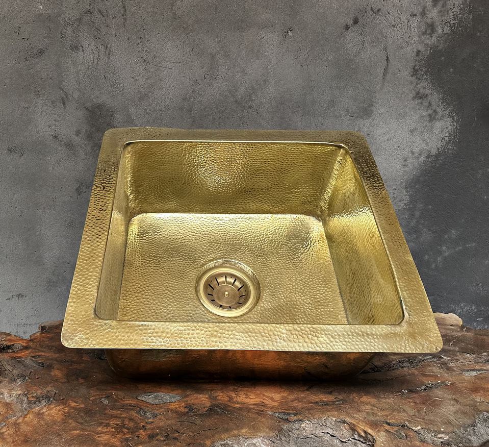 Undermount Unlacquered brass Bar Sink ,Hammered Brass Kitchen Sink