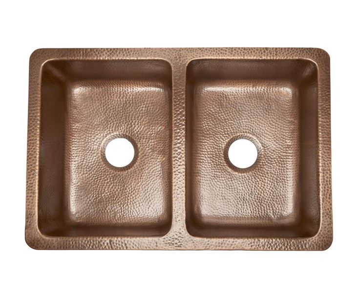 Adams Copper 33" Double Bowl Farmhouse Apron Kitchen Sink