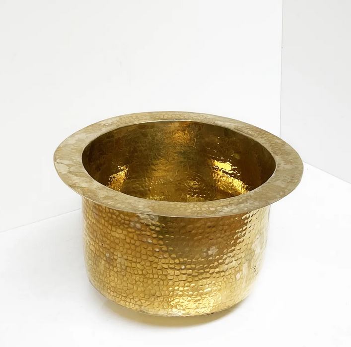 Unlacquered Brass Round Bar Sink, Hammered Brass Round Sink